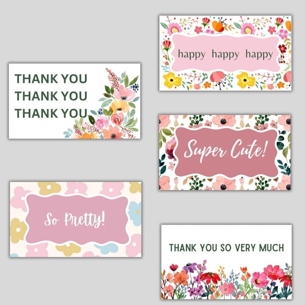 Thank You Cards: 50 Count / 5 Designs